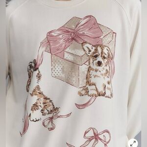 Anthropologie Maeve Animal Friends Crew-Neck Sweatshirt Corgi XL